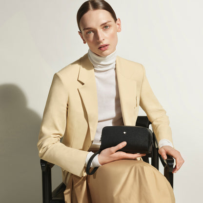 Montblanc Kleine Kosmetik Clutch aus Sartorial Leder – Schwarz – Ansicht 2