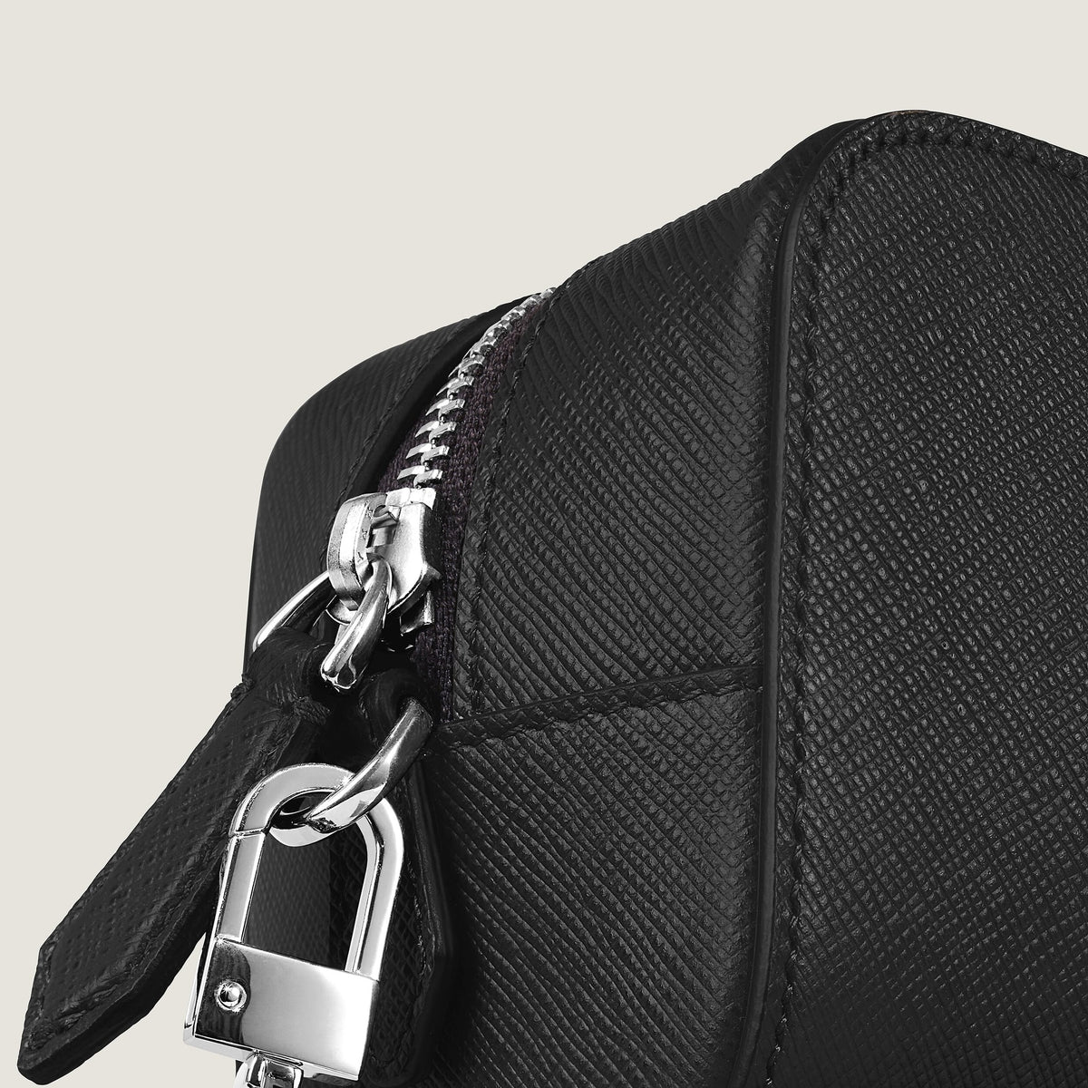 Montblanc Kleine Kosmetik Clutch aus Sartorial Leder – Schwarz – Ansicht 3