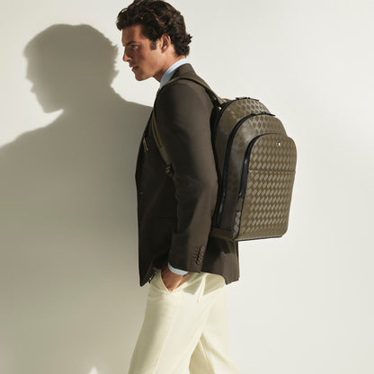 Montblanc Rucksack Groß mit 3 Fächern aus Extreme Leder – Khaki – Ansicht 2