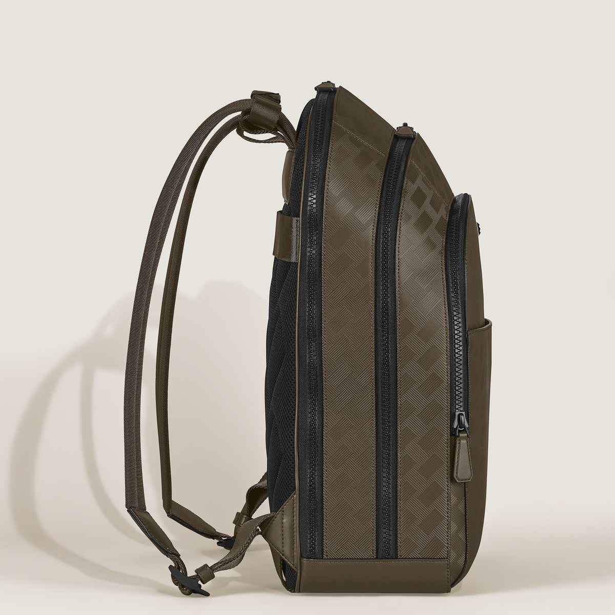 Montblanc Rucksack Groß mit 3 Fächern aus Extreme Leder – Khaki – Ansicht 5