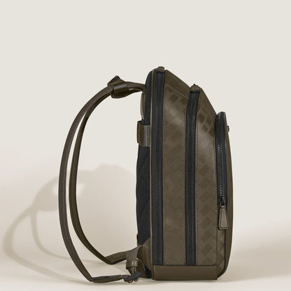 Montblanc Mittelgroßer Rucksack mit 3 Fächern aus Extreme Leder – Khaki – Ansicht 4