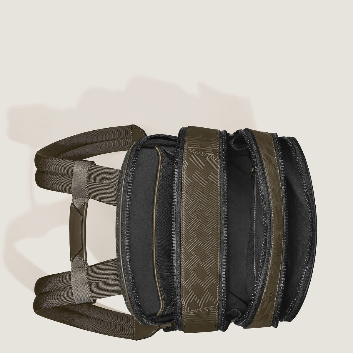 Montblanc Mittelgroßer Rucksack mit 3 Fächern aus Extreme Leder – Khaki – Ansicht 6