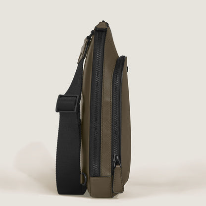 Montblanc Mittelgroße Umhängetasche aus Extreme Leder – Khaki – Ansicht 5