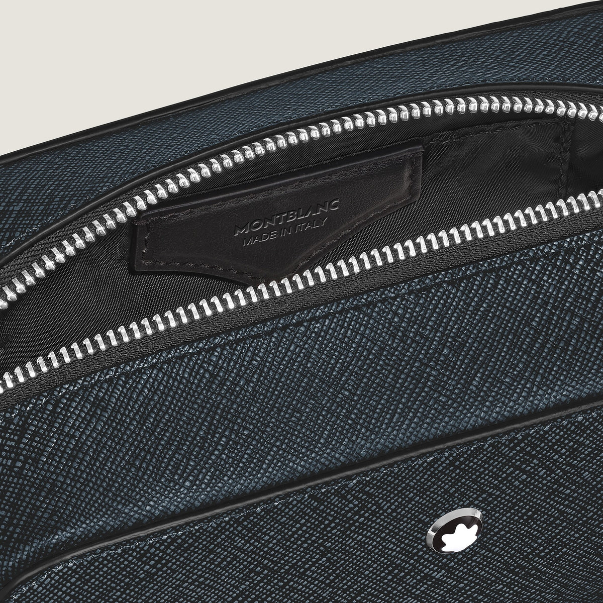 Montblanc Kleine Kosmetik Clutch aus Sartorial Leder – Twilight Blue – Ansicht 4