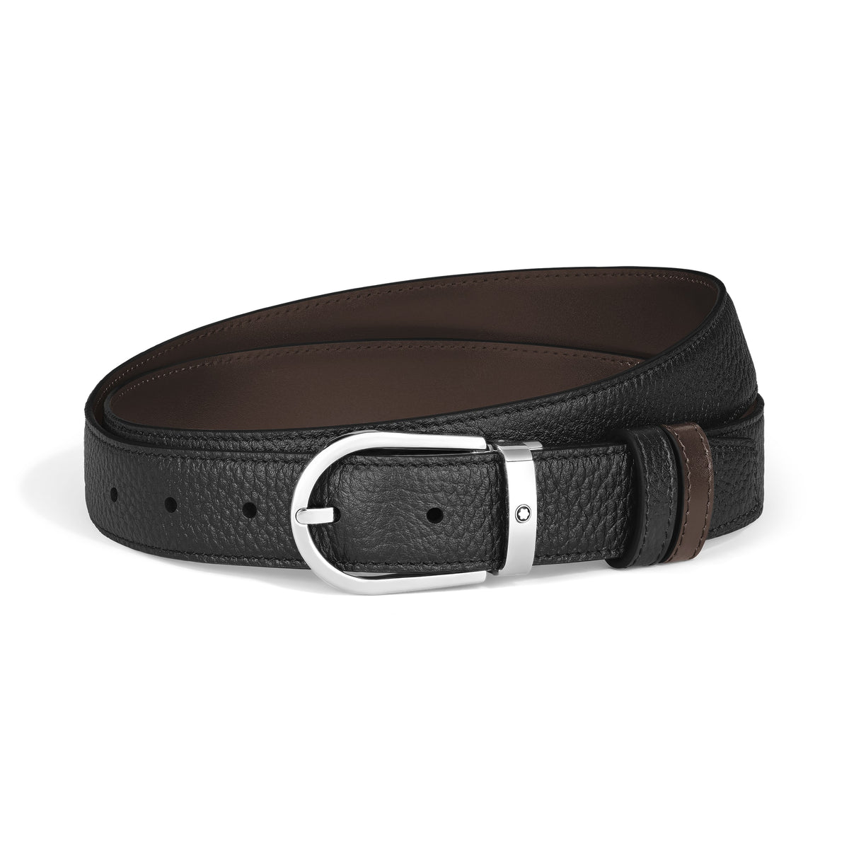Montblanc Wendbarer Gürtel mit hufeisenförmiger Schließe 30 mm aus genarbtem Leder – Ansicht 1