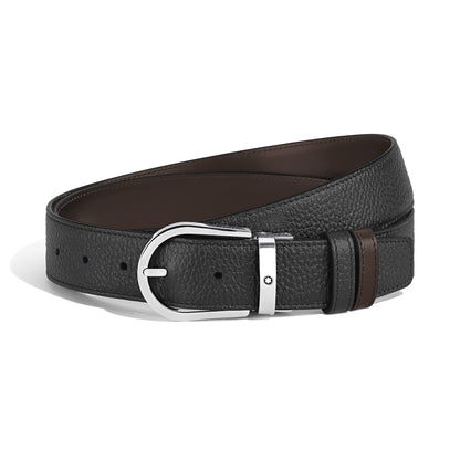 Montblanc Wendbarer Gürtel mit hufeisenförmiger Schließe 35 mm aus genarbtem Leder – Ansicht 1