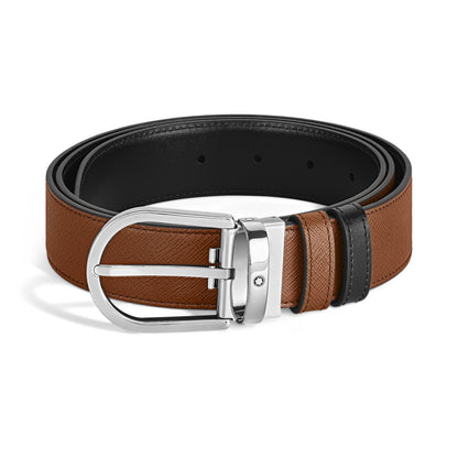 Montblanc Wendbarer Gürtel mit hufeisenförmiger Schließe 35 mm aus Sartorial Leder (MB222385) – Ansicht 1