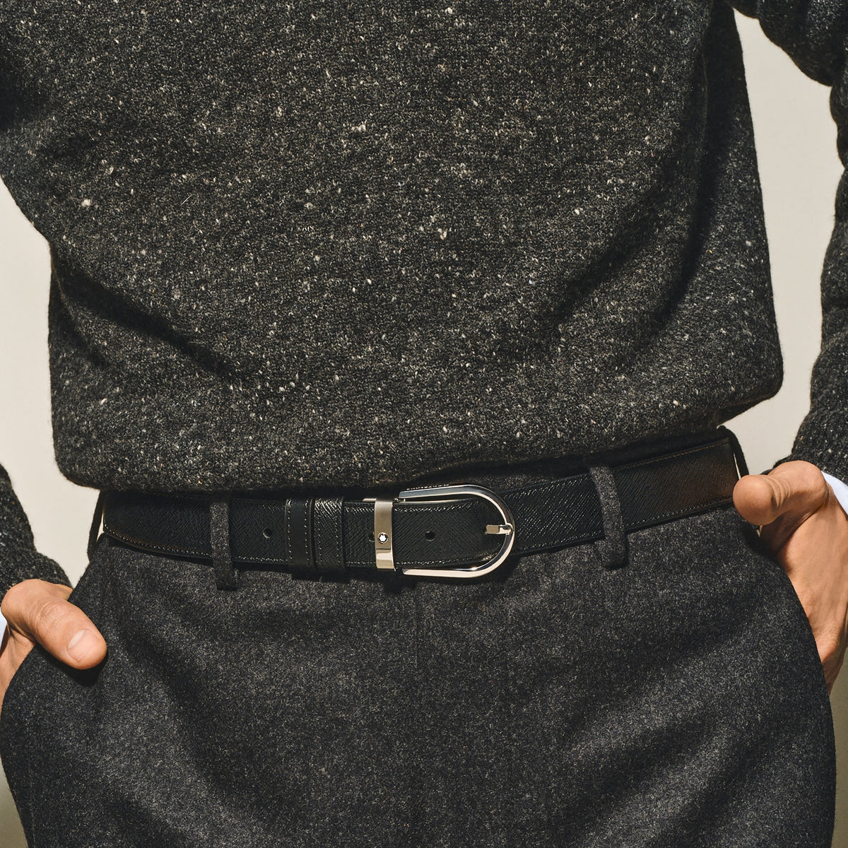 Montblanc Wendbarer Gürtel mit hufeisenförmiger Schließe 30 mm aus Sartorial Leder (MB222389) – Ansicht 2