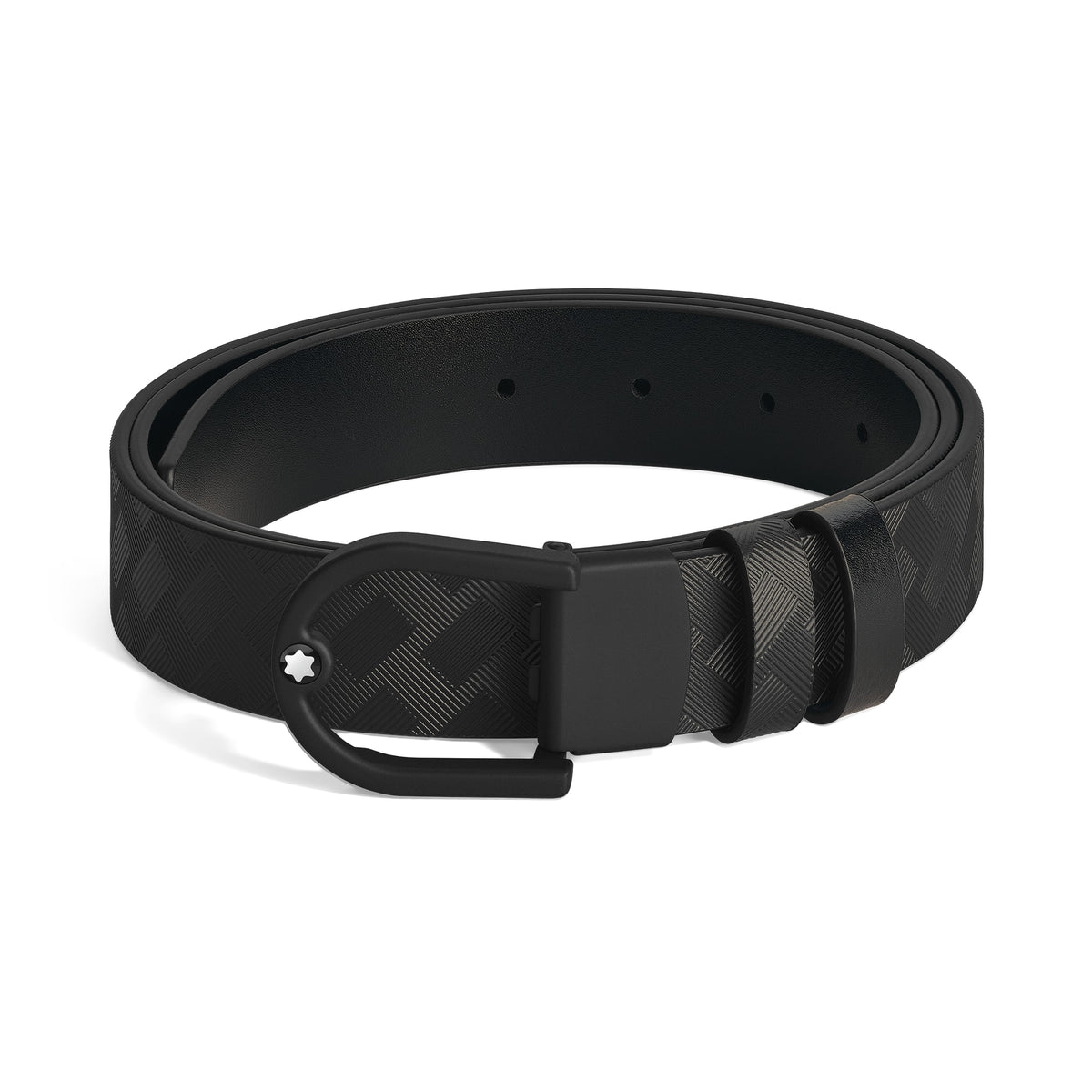 Montblanc Wendbarer Gürtel aus Leder in Schwarz/Schwarz mit hufeisenförmiger leichter Schließe 30 mm – Ansicht 1