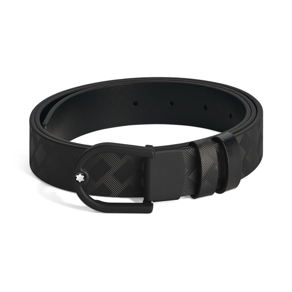 Montblanc Wendbarer Gürtel aus Leder in Schwarz/Schwarz mit hufeisenförmiger leichter Schließe 30 mm