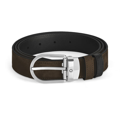 Montblanc Wendegürtel aus Leder in Braun/Schwarz mit hufeisenförmiger Schließe 30 mm – Ansicht 1