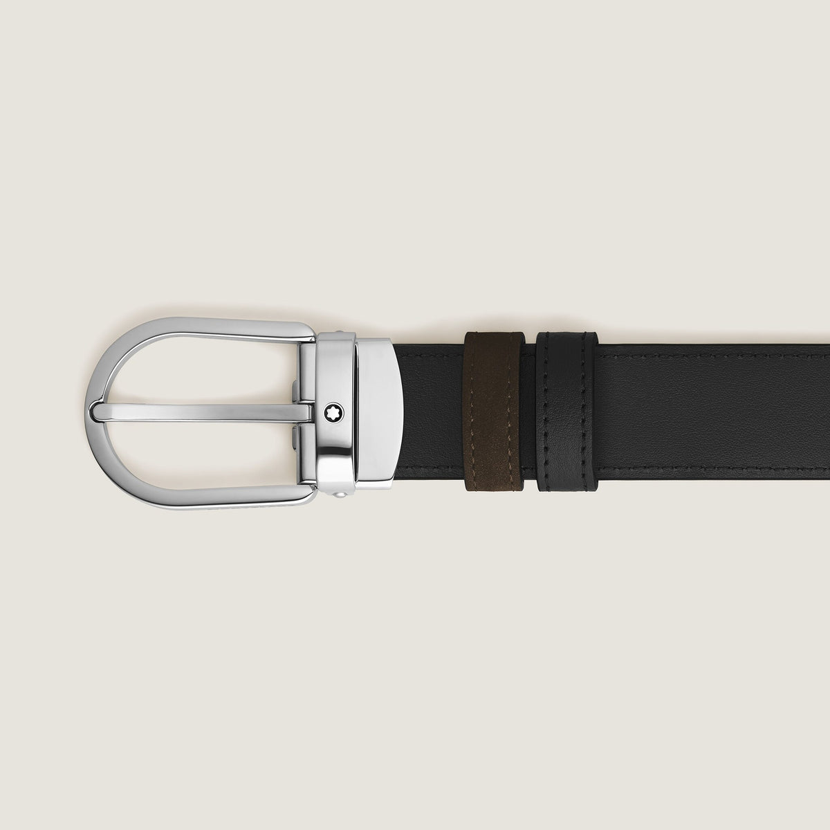 Montblanc Wendegürtel aus Leder in Braun/Schwarz mit hufeisenförmiger Schließe 30 mm – Ansicht 2
