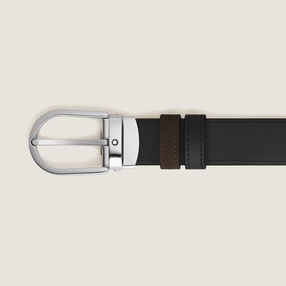 Montblanc Wendegürtel aus Leder in Braun/Schwarz mit hufeisenförmiger Schließe 30 mm – Ansicht 2