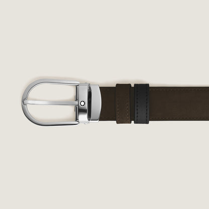 Montblanc Wendegürtel aus Leder in Braun/Schwarz mit hufeisenförmiger Schließe 30 mm – Ansicht 3