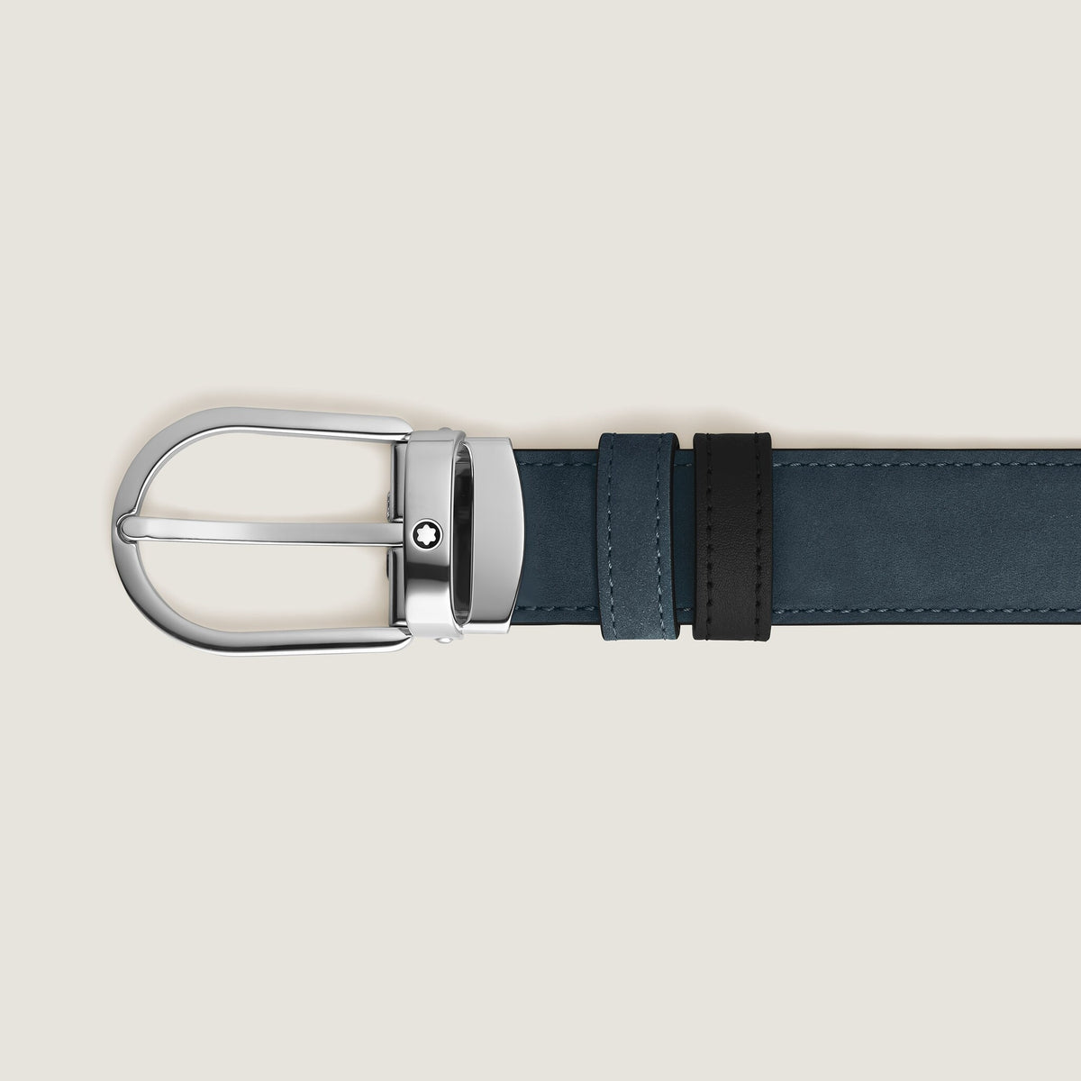 Montblanc Wendegürtel aus Leder in Samtblau/Schwarz mit hufeisenförmiger Schließe 30 mm – Ansicht 2