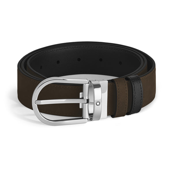 Montblanc Wendbarer Gürtel mit hufeisenförmiger Schließe 35 mm aus Wildleder (MB222407)