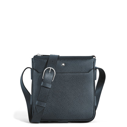 Montblanc Vertikale Messenger Bag aus Sartorial Leder – Twilight Blue – Ansicht 1