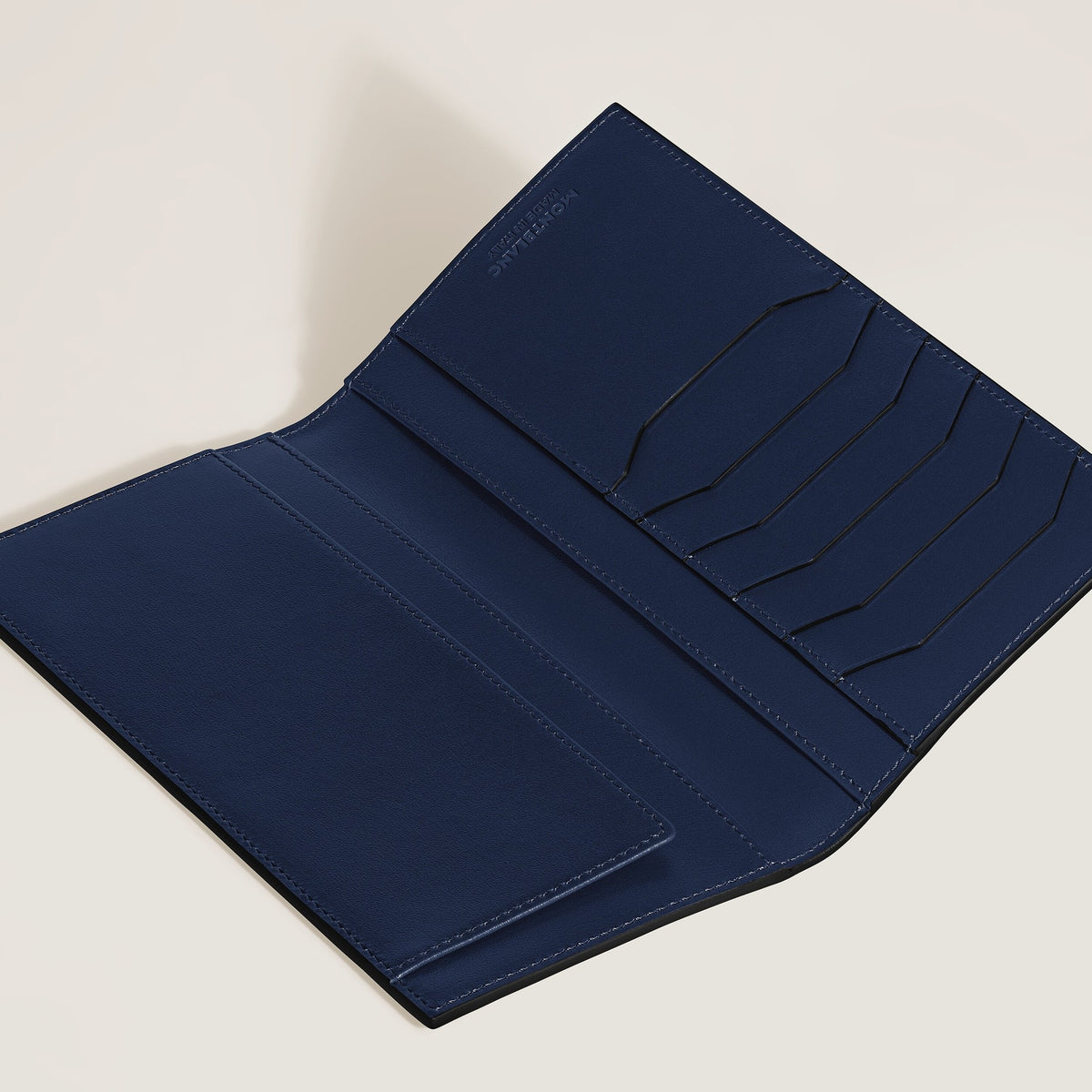 Montblanc Längliche Brieftasche 6 cc aus Meisterstück Leder – Tintenblau – Ansicht 3