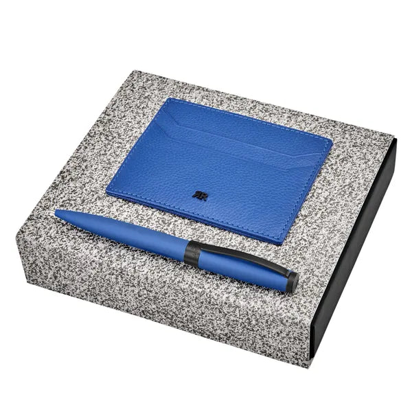 CERRUTI 1881 Schreibset Easton Bright Blue (Kugelschreiber & Visitenkartenetui)
