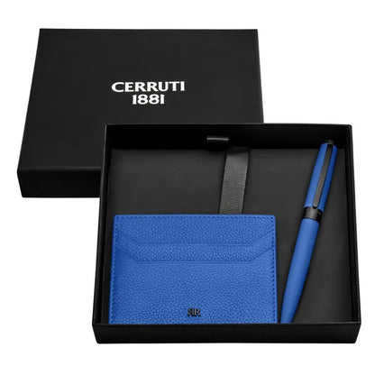 CERRUTI 1881 Schreibset Easton Bright Blue (Kugelschreiber & Visitenkartenetui)