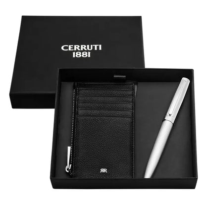 CERRUTI 1881 Schreibset Jefferson Black (Tintenroller & Visitenkartenetui)
