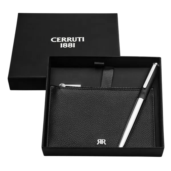 CERRUTI 1881 Schreibset Jefferson Black (Tintenroller & Clutch)