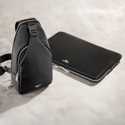 HUGO BOSS Card Holder Double B Saffiano, gunmetal