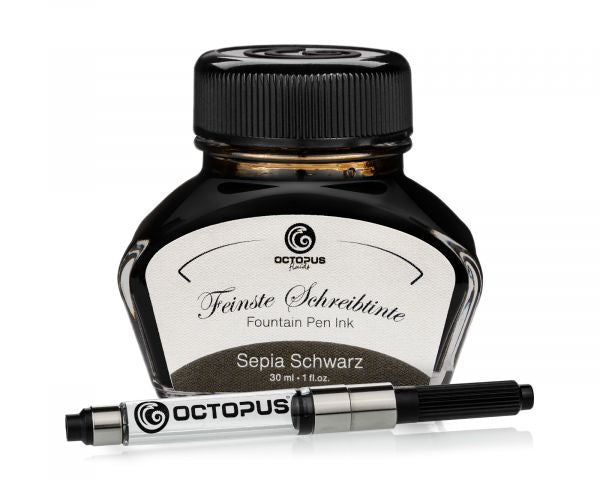 Octopus Fluids Schreibtinte Classic Sepia Schwarz mit Konverter