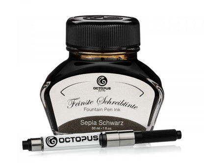 Octopus Fluids Schreibtinte Classic Sepia Schwarz mit Konverter
