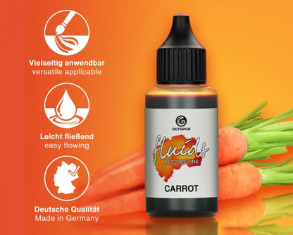 Octopus Fluids Alcohol Ink for Fluid Art & Resin Basic Carrot Orange 100 ml