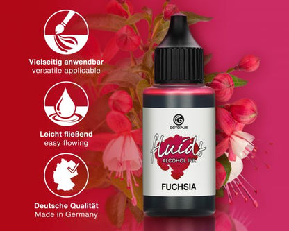 Octopus Fluids Alcohol Ink for Fluid Art, Resin and Mixed-Media Fuchsia