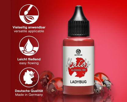 Octopus Fluids Alkoholtinte Fluid Art Alcohol Inks Basic Ladybug Rot