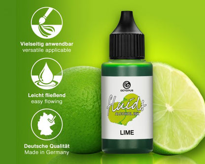 Octopus Fluids Alkoholtinte für Fluid Art, Resin und Mixed Media Lime grün 30 ml