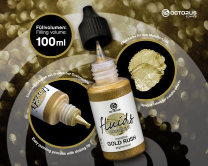 Octopus Fluids Alkoholtinte Octopus Fluids Alcohol Ink Gold Rush Metallic-Gold 100 ml