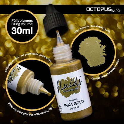 Octopus Fluids Alkoholtinte Alcohol Ink INKA GOLD metallic Gold