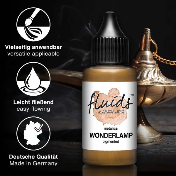 Octopus Fluids Alkoholtinte Metallic für Fluid Art und Resin Wonderlamp Gold 30 ml