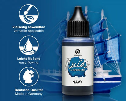 Octopus Fluids Alkoholtinte Alcohol Inks Basic Navy Blau