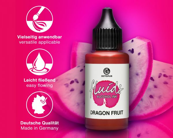 Octopus Fluids Alcohol Ink Dragon Fruit Basic Red/Pink
