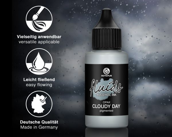 Octopus Fluids Alcohol Ink OPAQUE Cloudy Day Grey