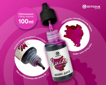 Octopus Fluids Alcohol Ink Alcohol Ink für Fluid Painting, Resin-Art und Mixed Media Violett BERRY JUICE 100 ml