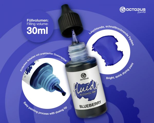 Octopus Fluids Alkoholtinte für Fluid Art/Resin Blueberry Violett transparent