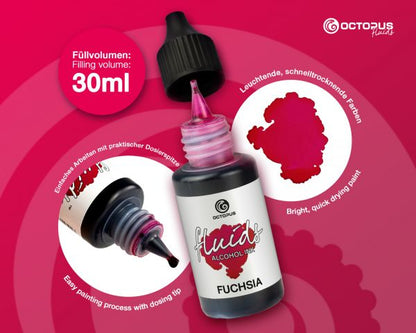 Octopus Fluids Alcohol Ink for Fluid Art, Resin and Mixed-Media Fuchsia