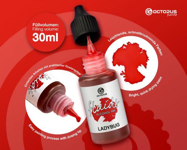 Octopus Fluids Alkoholtinte Fluid Art Alcohol Inks Basic Ladybug Rot