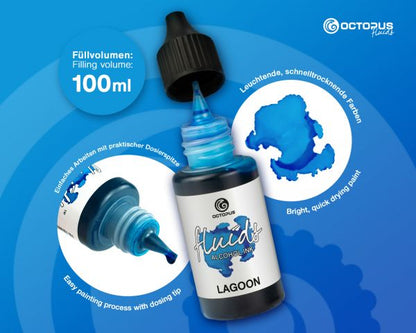 Octopus Fluids Alcohol Ink Alkoholtinte Lagoon Blau 100 ml