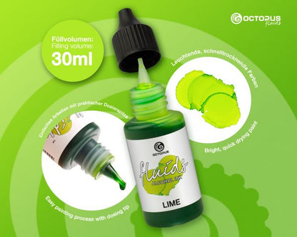 Octopus Fluids Alkoholtinte für Fluid Art, Resin und Mixed Media Lime grün 30 ml