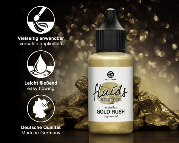 Octopus Fluids Alkoholtinte Octopus Fluids Alcohol Ink Gold Rush Metallic-Gold 100 ml