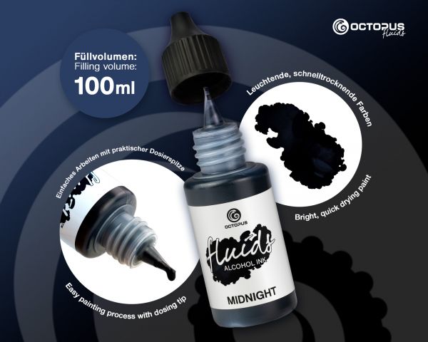 Octopus Fluids Alkoholtinte Basic Midnight Schwarz 100 ml