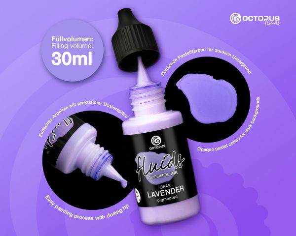 Octopus Fluids Alcohol Ink OPAQUE Lavender, Purple, opaque, 30 ml