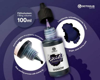 Octopus Fluids Alcohol Inks (Basic) Shadow – grey-blue, 100 ml