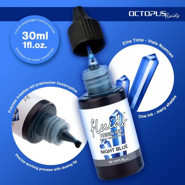 Octopus Fluids Resin Ink Night Blue Transparent Blue Alcohol-Based Dye Ink
